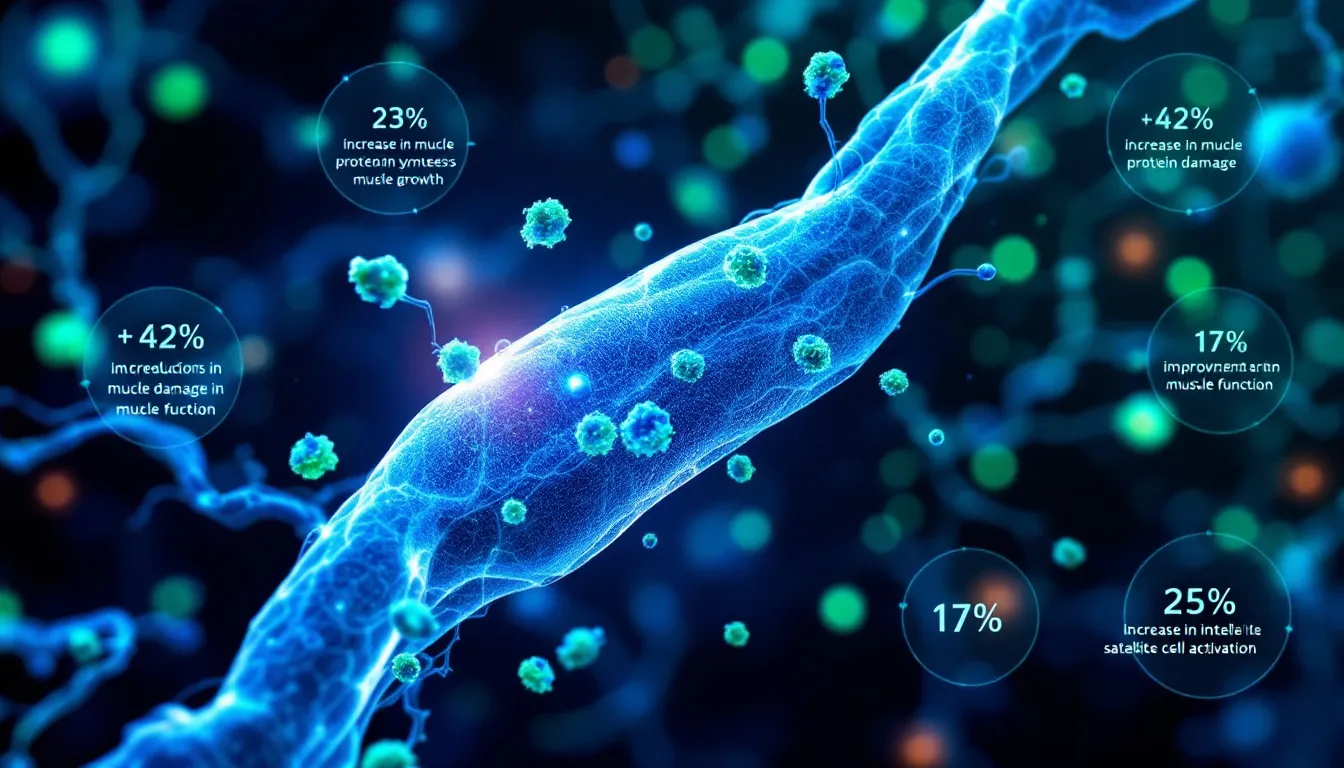 Visual representation of the benefits of TB-500 in muscle growth and injury recovery.