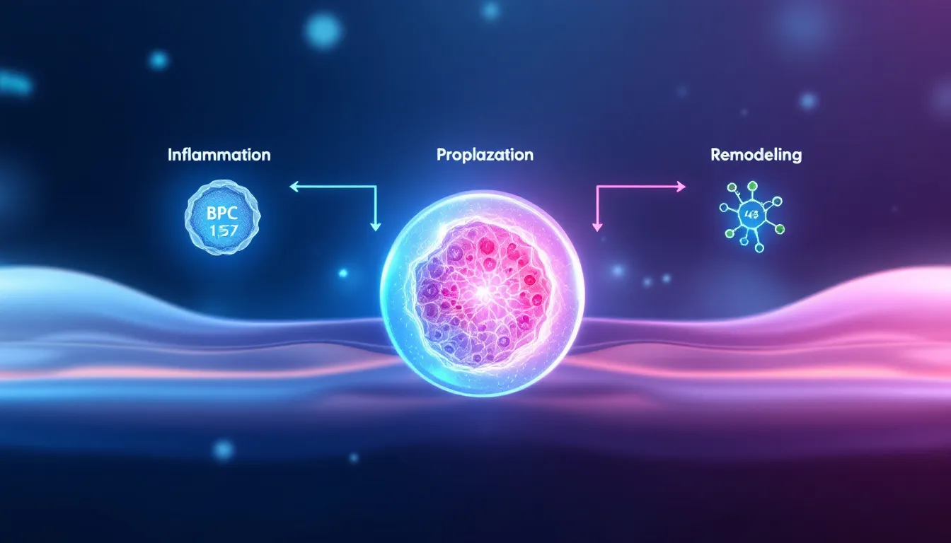 A visual representation of tissue repair and wound healing processes, highlighting the benefits of BPC 157 and Thymosin Beta 4.