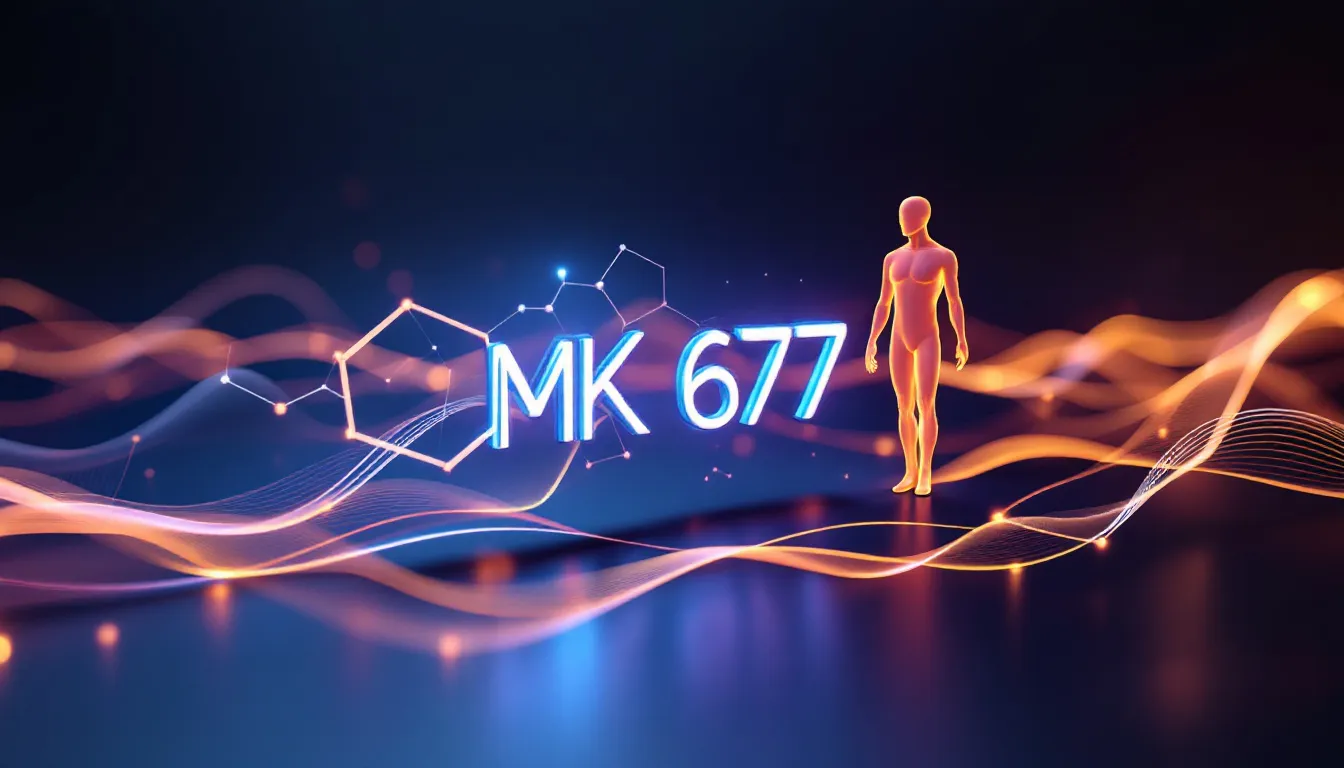 An illustration of the molecular structure of MK 677, highlighting its role in human growth hormone levels.