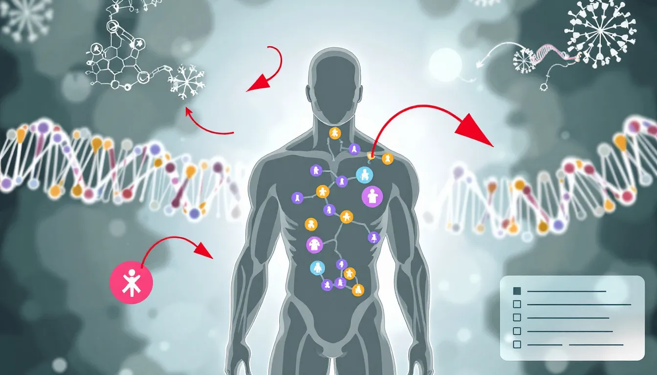Illustration depicting the science behind Ibutamoren and its effects on growth hormone.
