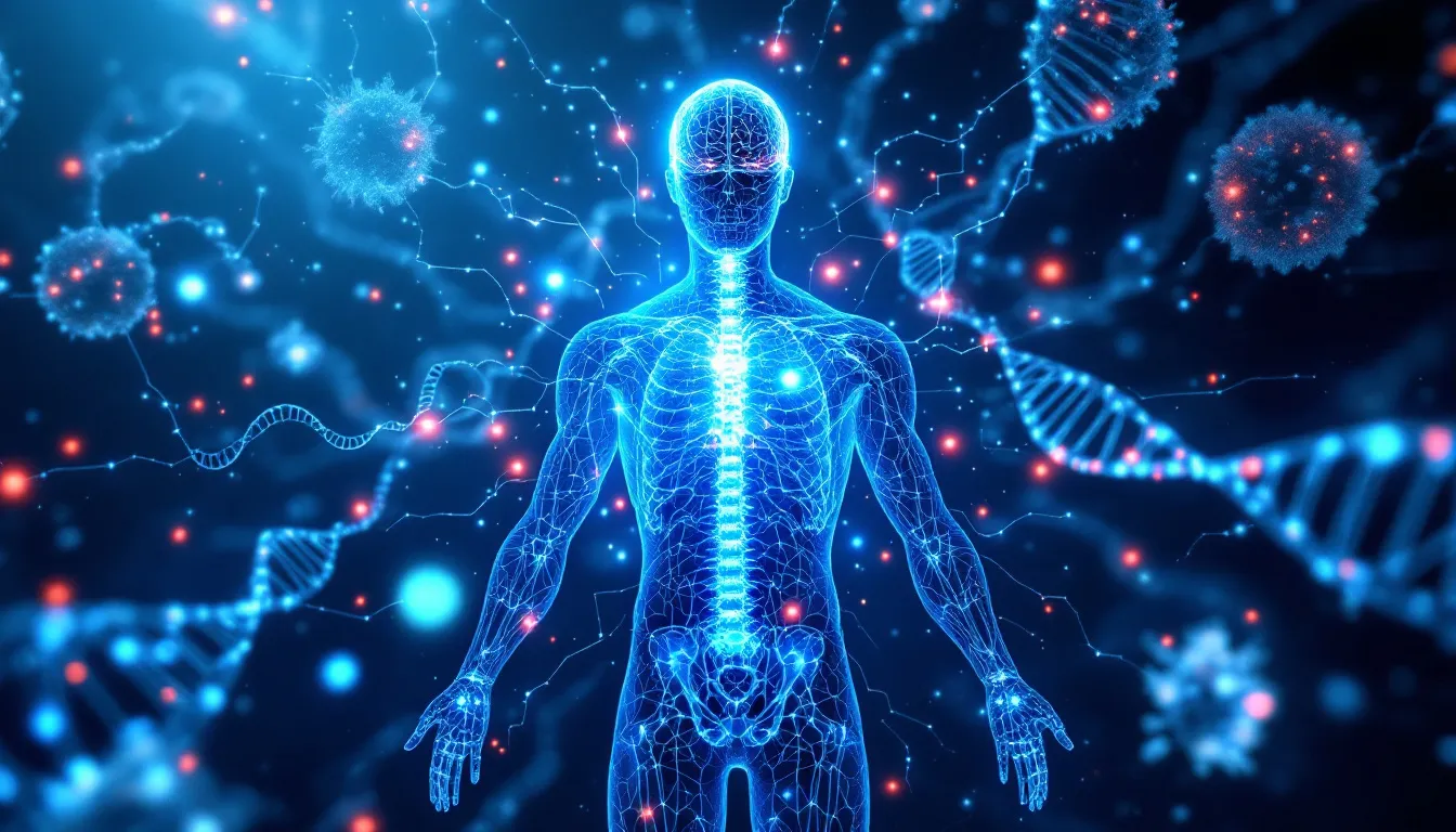 A visual representation of the benefits of peptide bioregulators for human health and longevity.