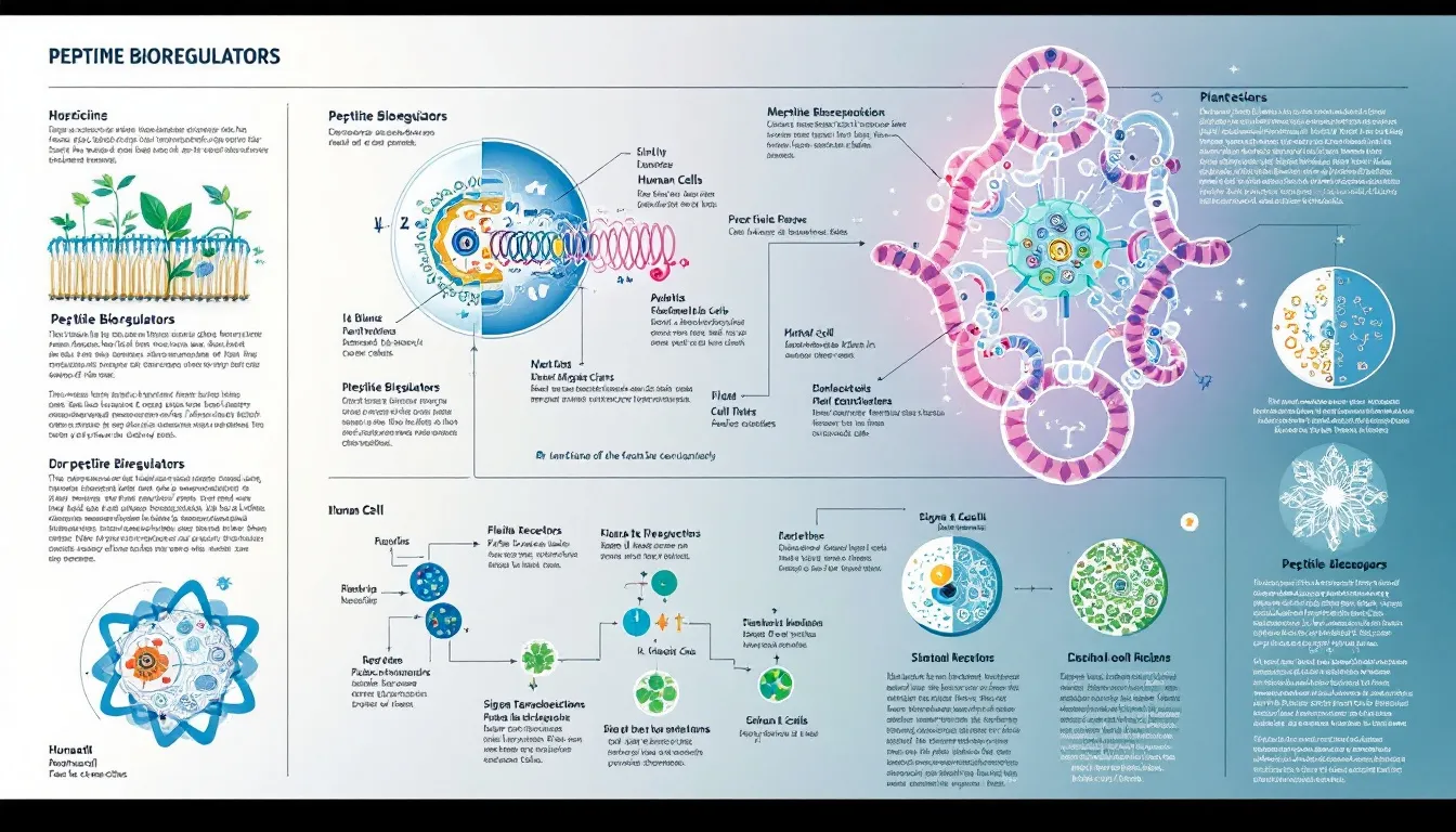 A diagram explaining the science behind peptide bioregulators and their molecular structure.