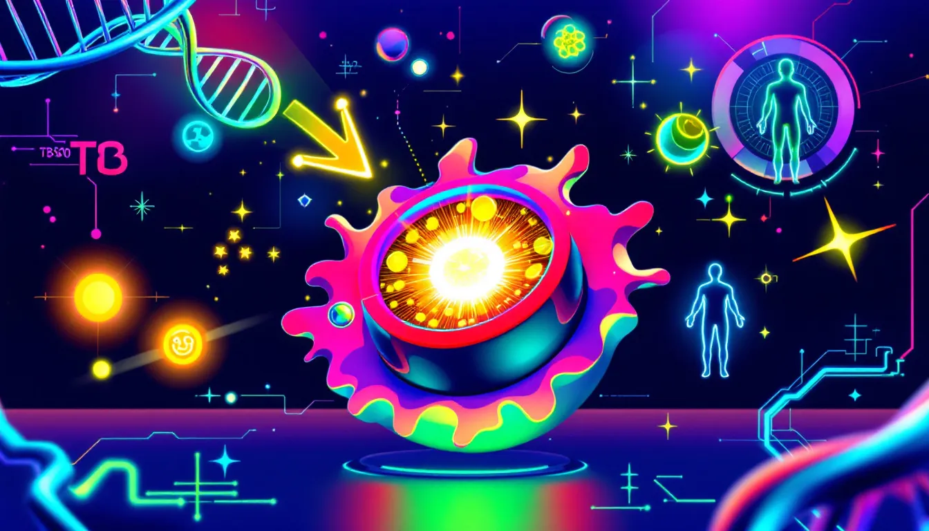 A scientific illustration depicting research investigations into TB 500, highlighting laboratory studies of cellular mechanisms.
