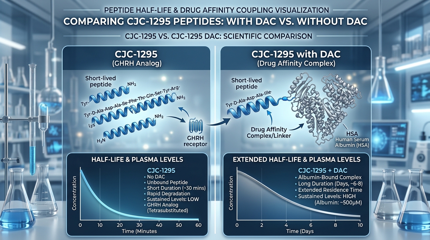 CJC-1295 DAC vs CJC-1295 Without DAC: Research Differences, Half-Life & Laboratory Applications
