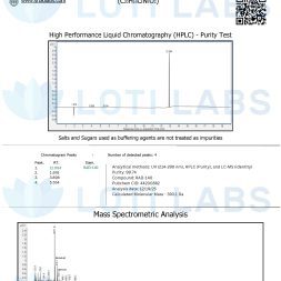 RAD-140 10mg/ml (30ml) 3 Certificate of Analysis for RAD-140 10mg/ml (30ml) featuring HPLC purity test and mass spectrometry graphs, with full compound details and client info for RAD-140 10mg/ml (30ml) clearly displayed.