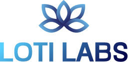 LOTI LABS logo with stylized blue gradient lotus flower above the text "LOTI LABS" in blue capital letters.