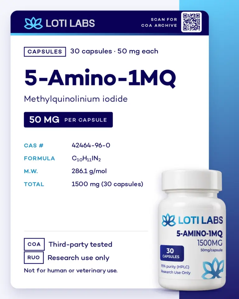 5-Amino-1MQ Capsules (50mg/capsule, 30 capsules) by Loti Labs, research use only