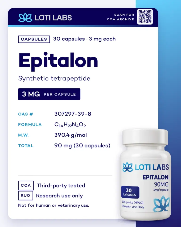 Epitalon Capsules (3mg/capsule, 30 capsules) by Loti Labs, research use only