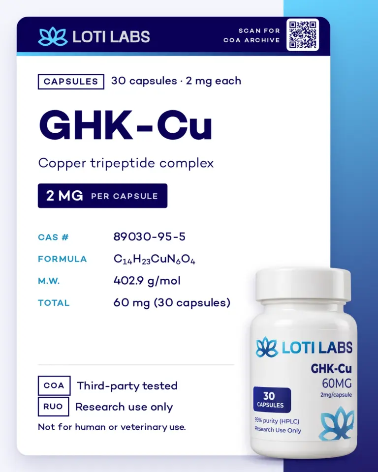 GHK-Cu Capsules (2mg/capsule, 30 capsules) by Loti Labs, research use only
