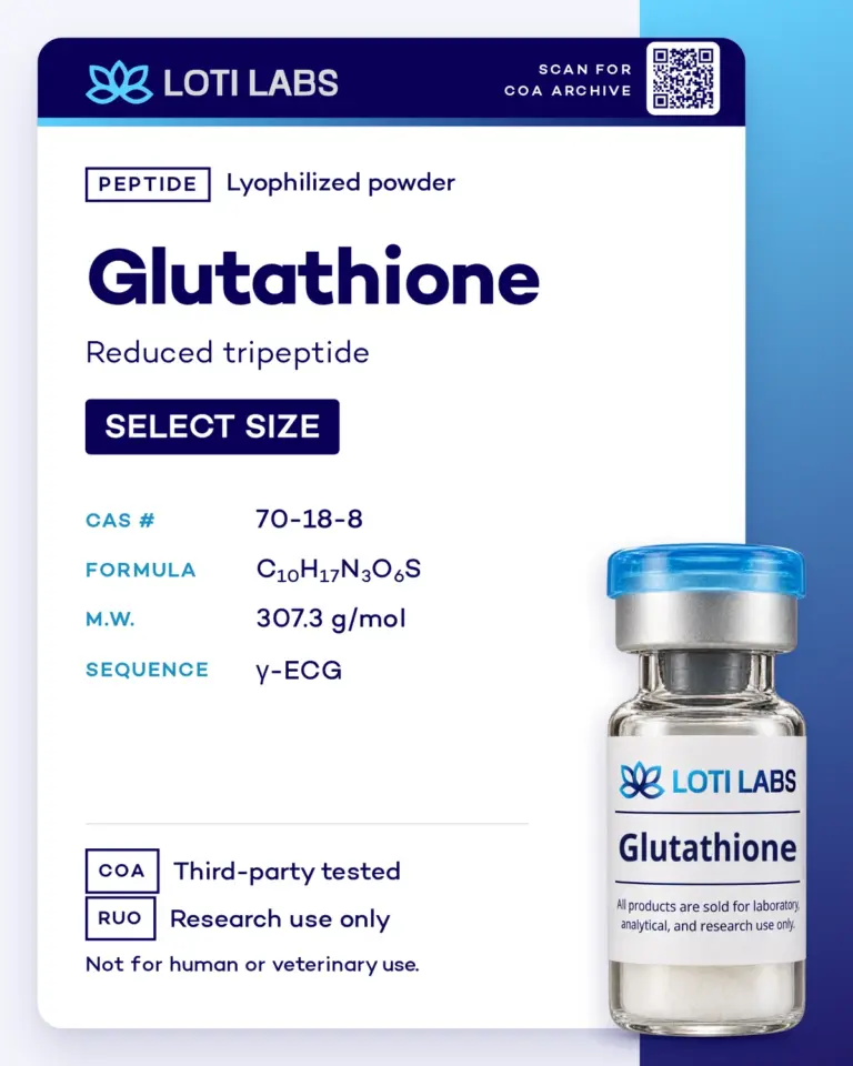 Glutathione research vial, select your size