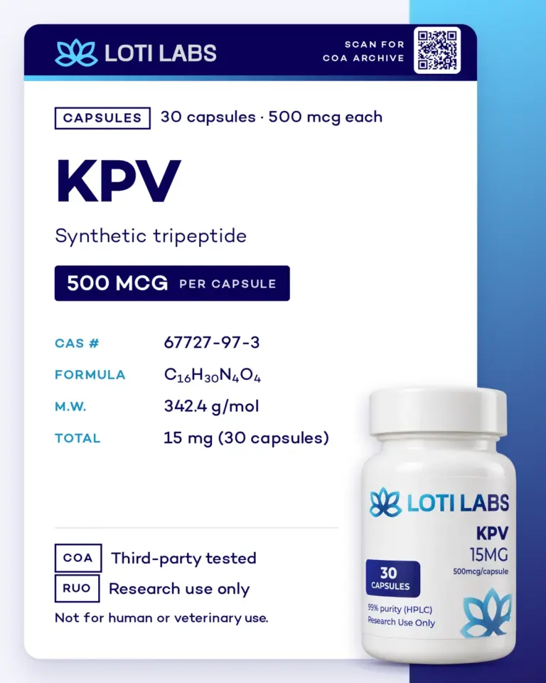 KPV Capsules (500mcg/capsule, 30 capsules) by Loti Labs, research use only