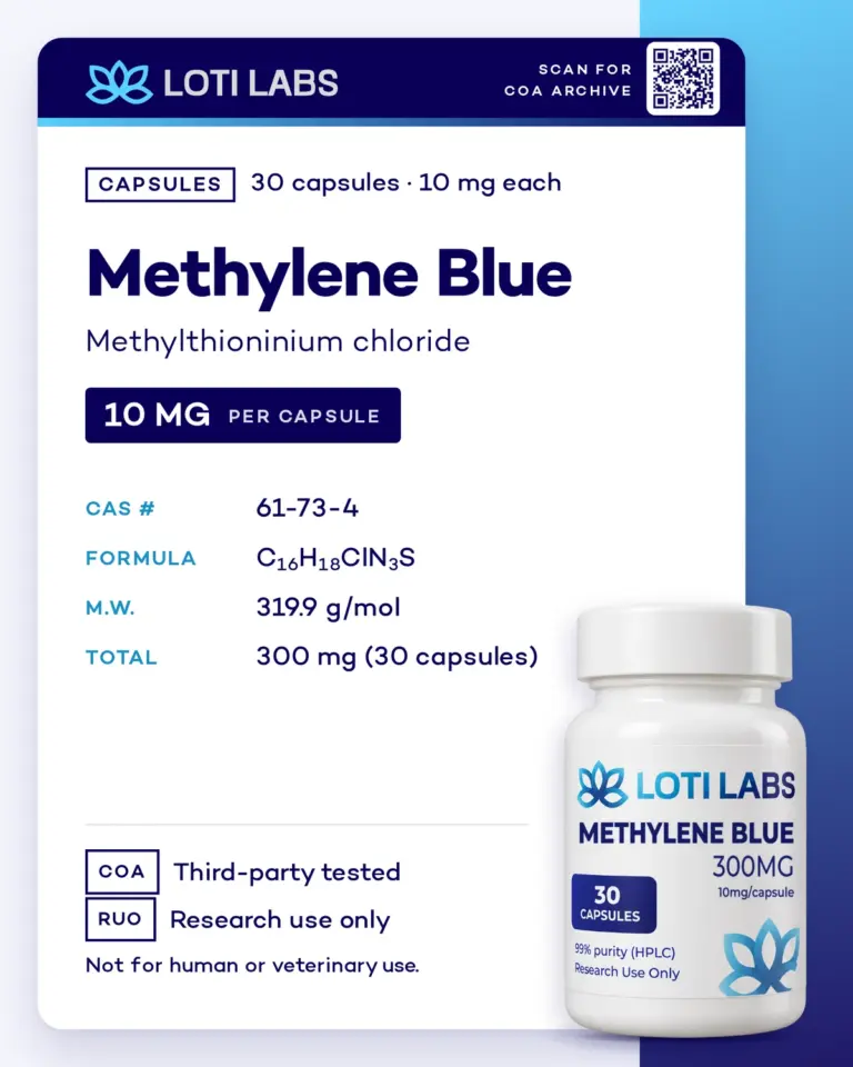 Methylene Blue Capsules (10mg/capsule, 30 capsules) by Loti Labs, research use only