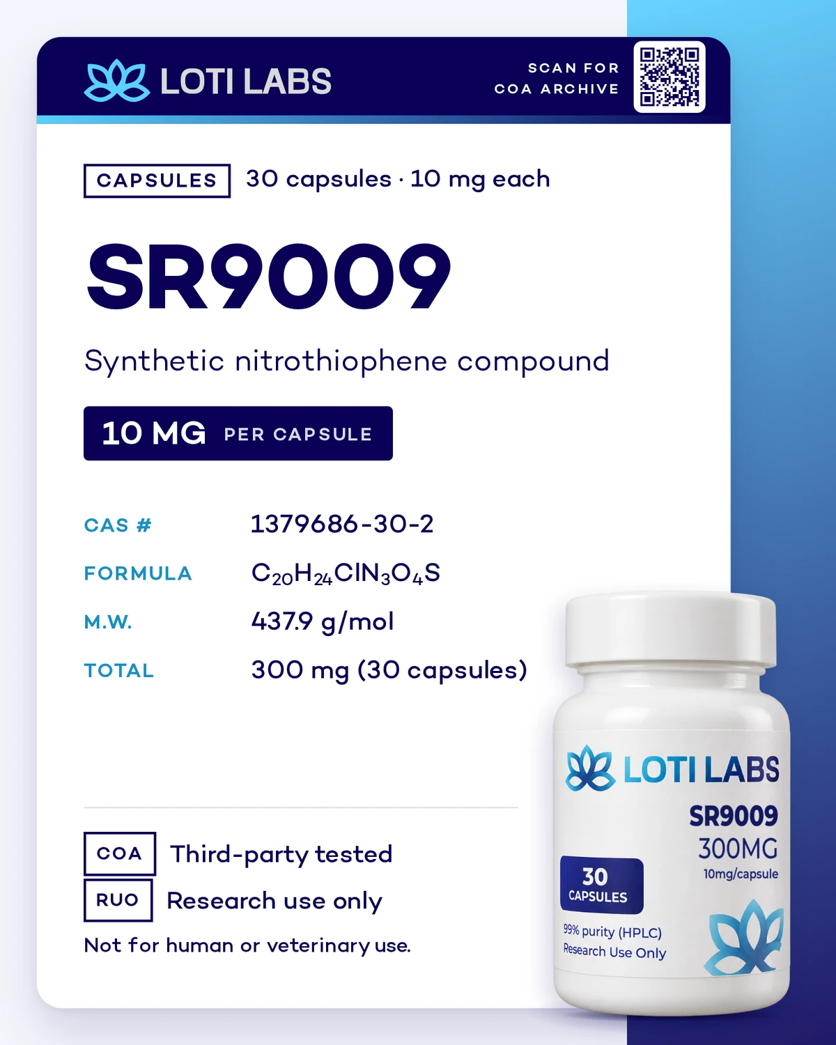SR9009 Capsules (10mg/capsule, 30 capsules), Loti Labs