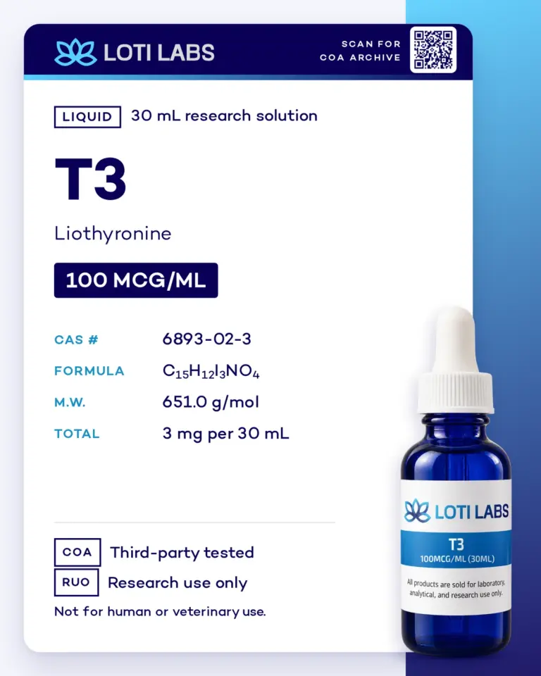 T3 (Liothyronine) 100mcg/ml (30ml) by Loti Labs, research use only