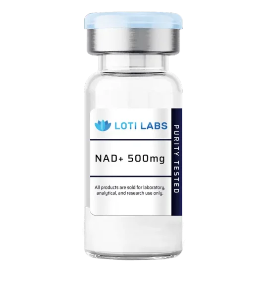 A clear vial labeled "Loti Labs Cagrilintide 5mg" with a note stating it is for laboratory, analytical, and research use only.